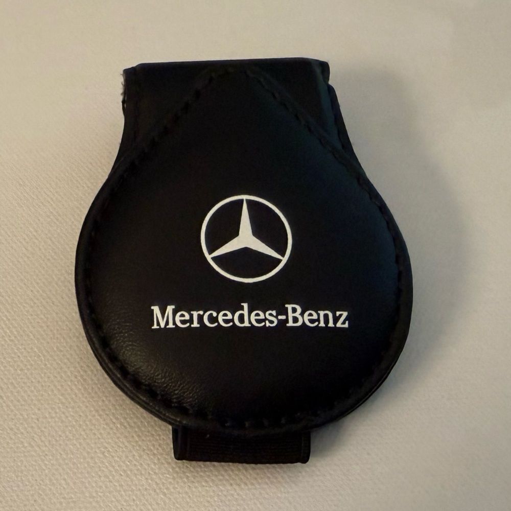 Mercedes Sunglass Holder for Car with Logo Black Leather NWT